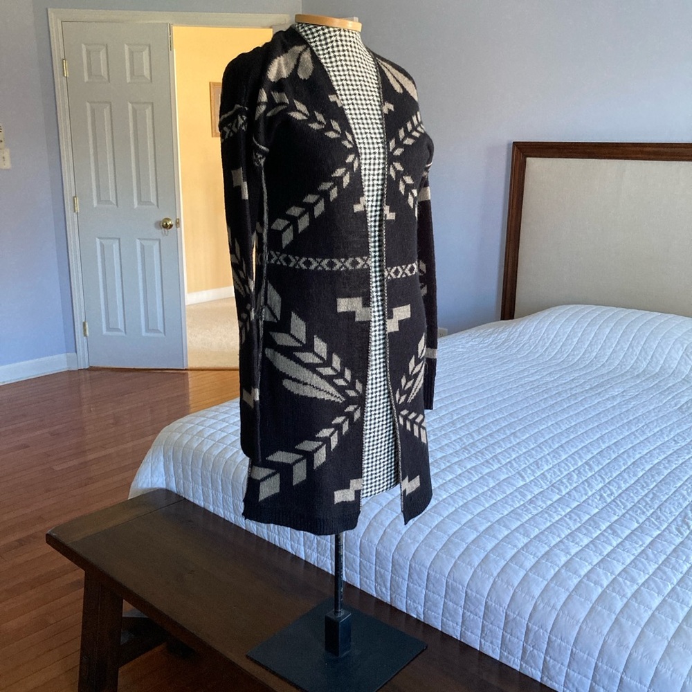 Derek Heart Chocolate Brown and Cream Patterned Cardigan
